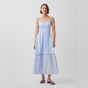 NWT! GAP Cerulean Blue Lace-Trim Button-Front Maxi Dress - Size Small 🎻